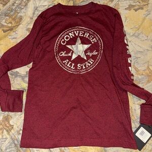 Converse Boys Burgundy Long Sleeve Tee